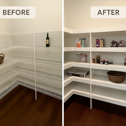 Bundle sets of 12-in Deep Wire Shelf Covers - Floating Style Shelf for a linen closet, pantry, laundry, garage. Any Size & Any Color. Whole Closet Upgrade, Pantry Makeover