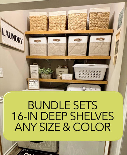 Bundle sets of 16-in Deep Wire Shelf Covers - Floating Style Shelf for a linen closet, pantry, laundry, garage. Any Size & Any Color. Whole Closet Upgrade, Pantry Makeover