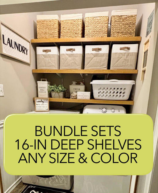 Bundle sets of 16-in Deep Wire Shelf Covers - Floating Style Shelf for a linen closet, pantry, laundry, garage. Any Size & Any Color. Whole Closet Upgrade, Pantry Makeover