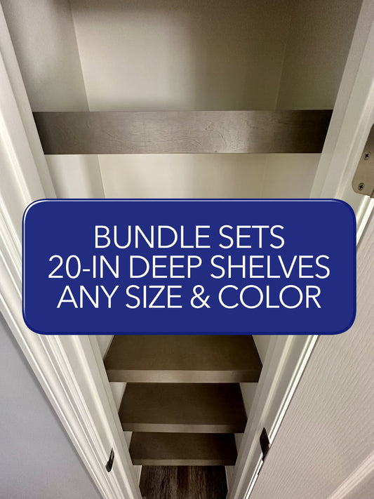 Bundle sets of 20-in Deep Wire Shelf Covers - Floating Style Shelf for a linen closet, pantry, laundry, garage. Any Size & Any Color. Whole Closet Upgrade, Pantry Makeover