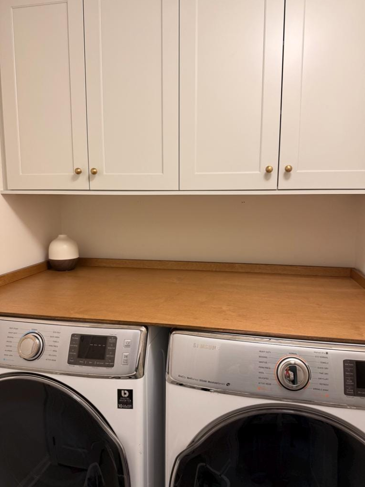 Custom Laundry Countertop for Front-Load Washer & Dryer | Sorting & Folding Organizer